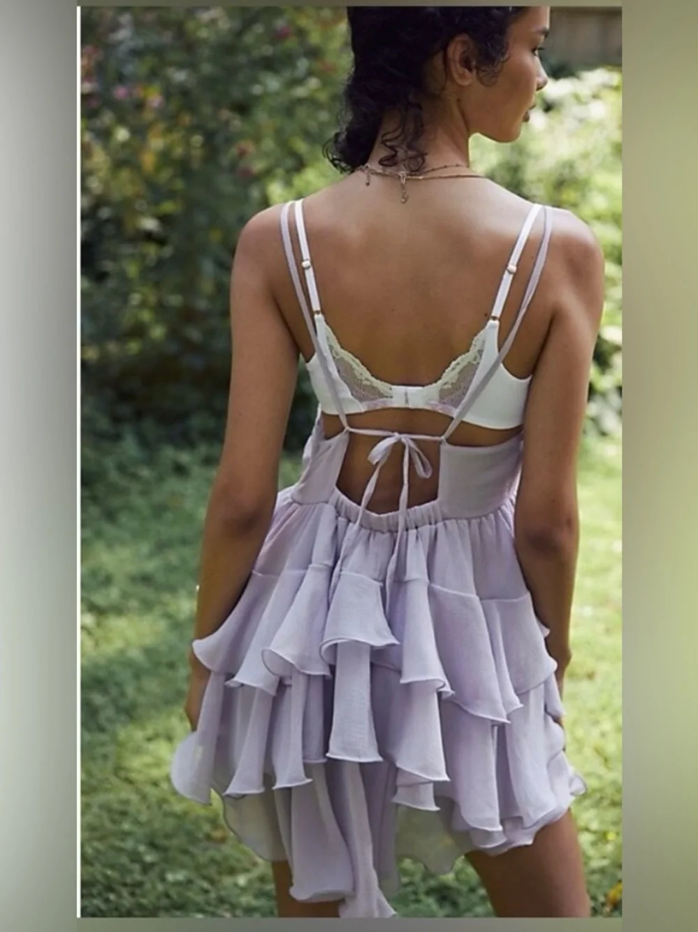 Free People Runaway Rockstar Ruffle Mini Slip Dusk Breeze NWOT Size M